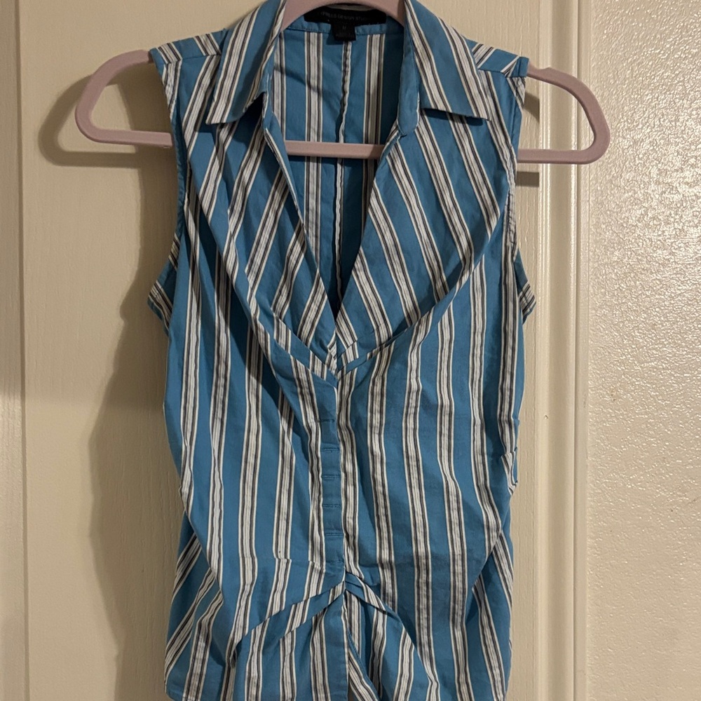 Express Blue and White Striped Blouse